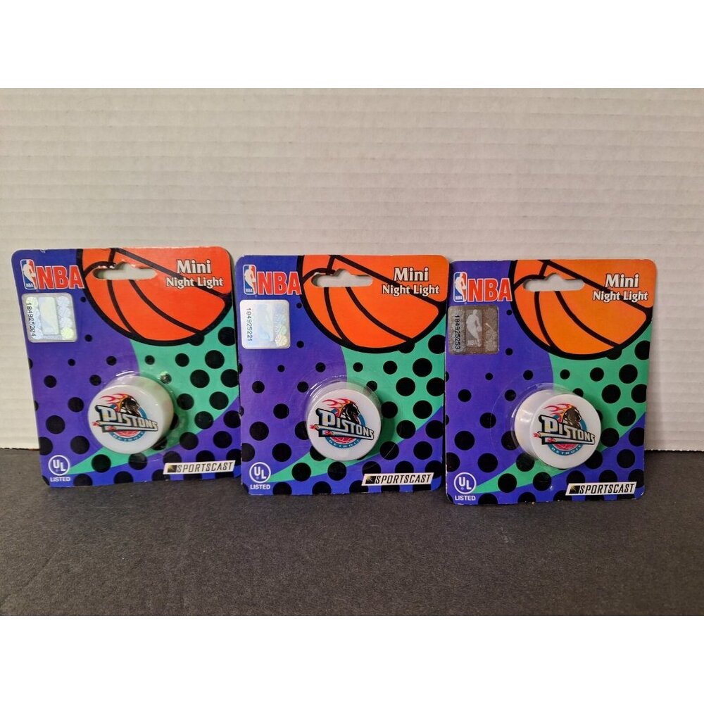 Lot of 3 NBA Detroit Pistons Mini Night Lights By Sportscast Basketball Fans